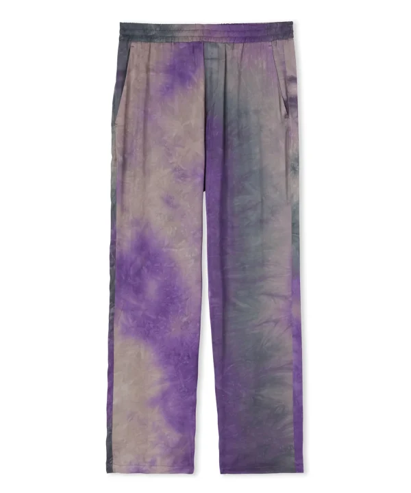 MSGM Pantalone Fluido Tie Dye A Gamba Dritta In Viscosa Purple Tye Dye Fashion