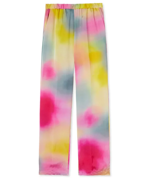 MSGM Pantalone Fluido Tie Dye A Gamba Dritta In Viscosa E Twill Grey Clearance