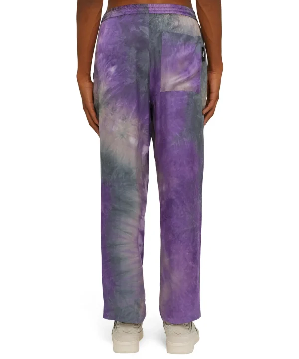 MSGM Pantalone Fluido Tie Dye A Gamba Dritta In Viscosa Purple Tye Dye Fashion