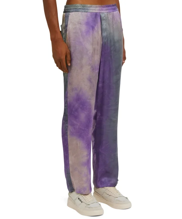 MSGM Pantalone Fluido Tie Dye A Gamba Dritta In Viscosa Purple Tye Dye Fashion