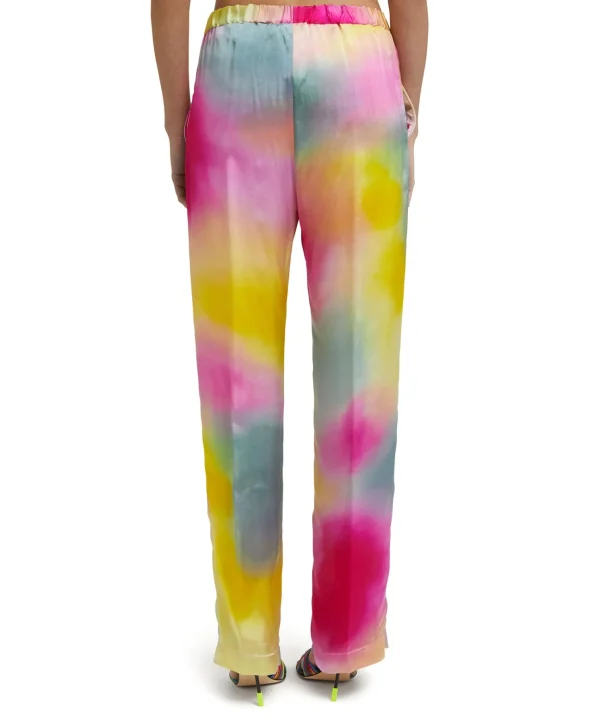 MSGM Pantalone Fluido Tie Dye A Gamba Dritta In Viscosa E Twill Grey Clearance