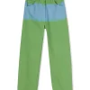 MSGM Pantalone In Bull A Gamba Dritta Con Lavorazione "Tie Dye Bull" Green Cheap