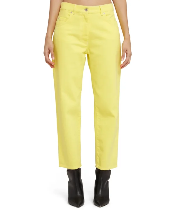 MSGM Pantalone In Bull A Gamba Dritta In Tinta Unita Yellow Cheap