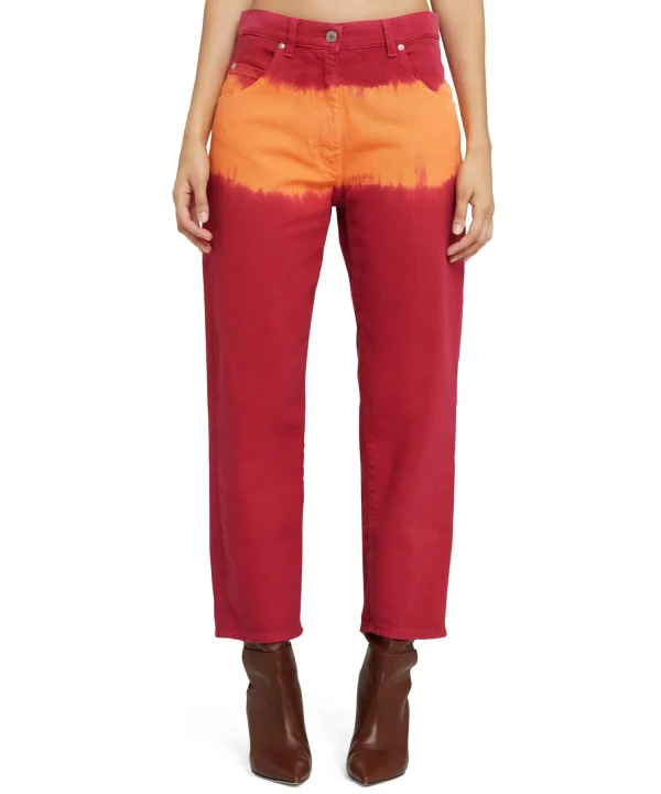 MSGM Pantalone In Bull A Gamba Dritta Con Lavorazione "Tie Dye Bull" Fucsia Discount