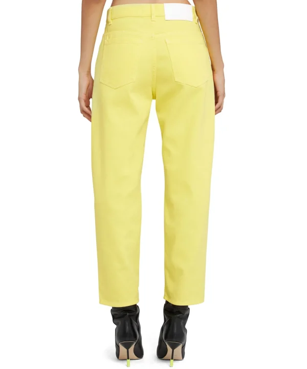 MSGM Pantalone In Bull A Gamba Dritta In Tinta Unita Yellow Cheap