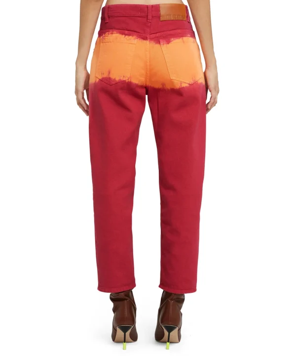 MSGM Pantalone In Bull A Gamba Dritta Con Lavorazione "Tie Dye Bull" Fucsia Discount