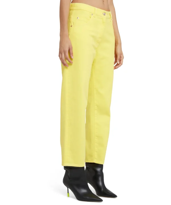 MSGM Pantalone In Bull A Gamba Dritta In Tinta Unita Yellow Cheap