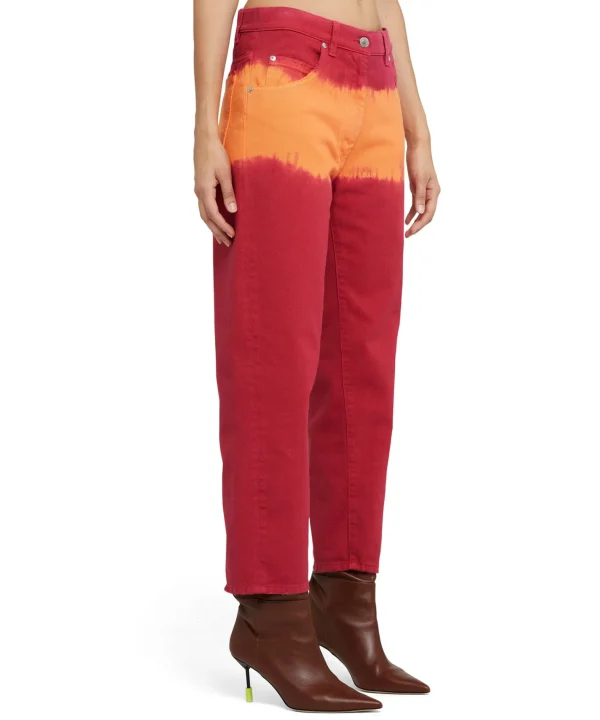 MSGM Pantalone In Bull A Gamba Dritta Con Lavorazione "Tie Dye Bull" Fucsia Discount