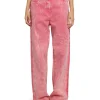 MSGM Pantalone In Bull Vita Bassa Con Lavorazione "Marble" Lillac New