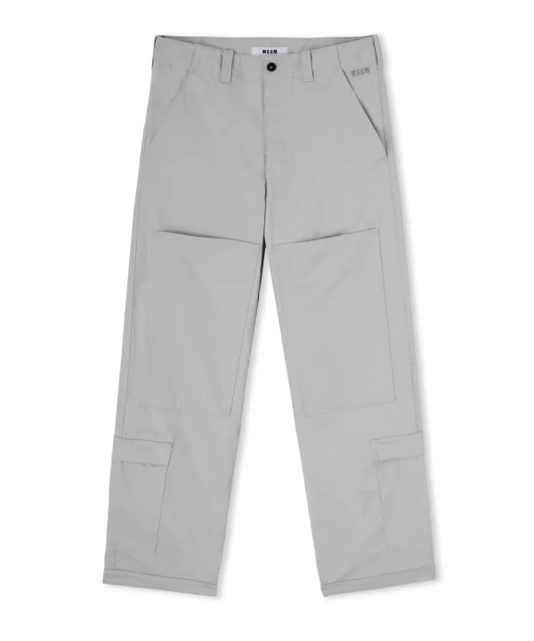 MSGM Pantalone Worker In Cotone Tinta Unita Ice Clearance