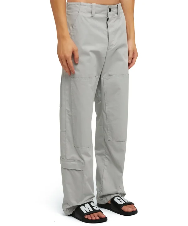 MSGM Pantalone Worker In Cotone Tinta Unita Ice Clearance