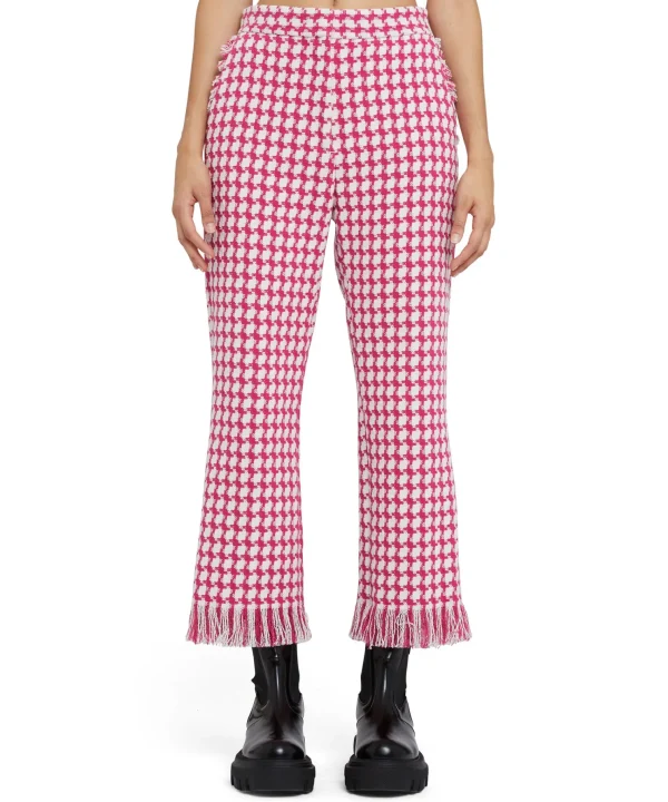 MSGM Pantaloni A Gamba Dritta In Pied De Poule Fucsia New