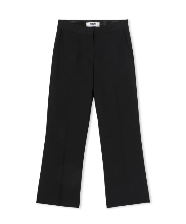 MSGM Pantaloni A Gamba Dritta In Viscosa Grezza Tinta Unita Black Cheap