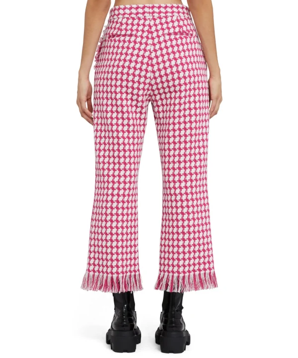 MSGM Pantaloni A Gamba Dritta In Pied De Poule Fucsia New