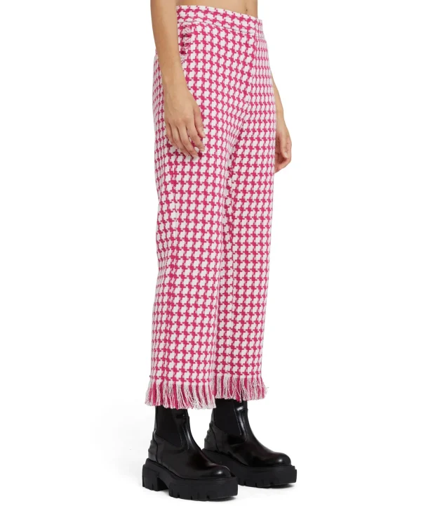 MSGM Pantaloni A Gamba Dritta In Pied De Poule Fucsia New