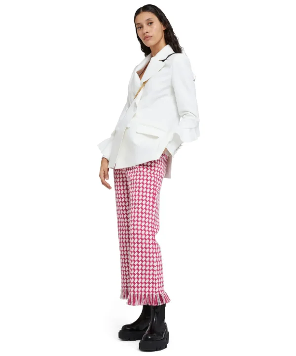 MSGM Pantaloni A Gamba Dritta In Pied De Poule Fucsia New