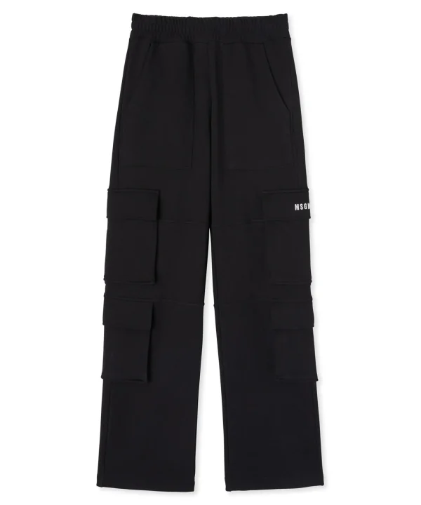 MSGM Pantaloni Joggers Cargo In Cotone Con Gamba Dritta Black Best