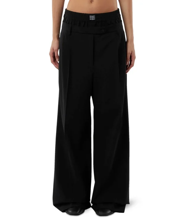 MSGM Pantaloni Sartoriale Con Boxer Incorporato In Lana Vergine Black Sale