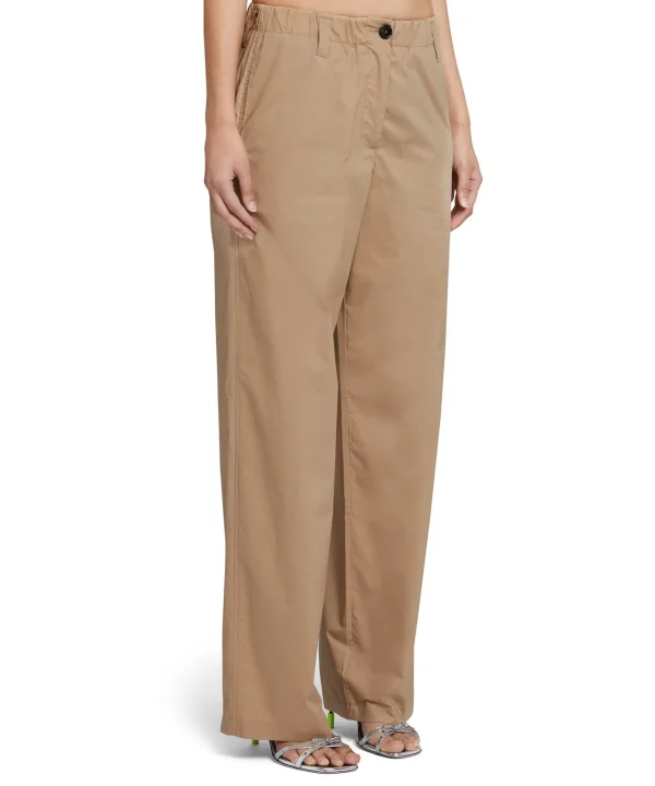 MSGM Pantaloni Straight Full Length In Cotone Beige Shop