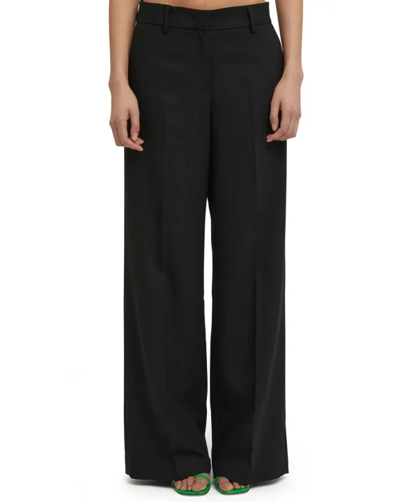 MSGM Pantaloni Tailoring A Gamba Dritta In Viscosa Grezza Black Clearance