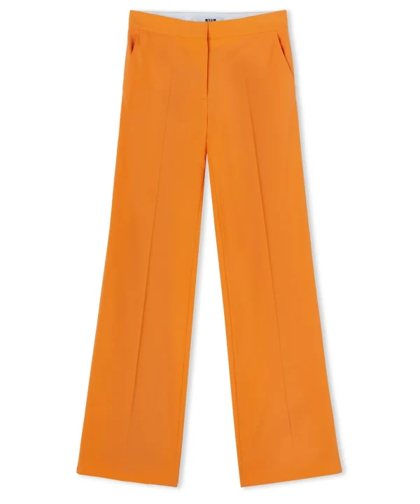 MSGM Pantaloni Tailoring A Gamba Dritta In Fresco Lana Orange Fashion