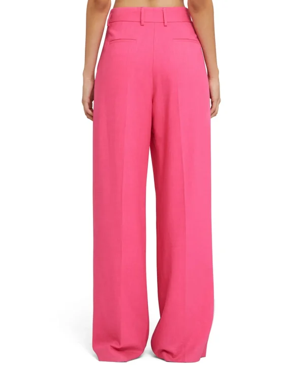 MSGM Pantaloni Tailoring A Gamba Dritta In Viscosa Grezza Dark Pink Online