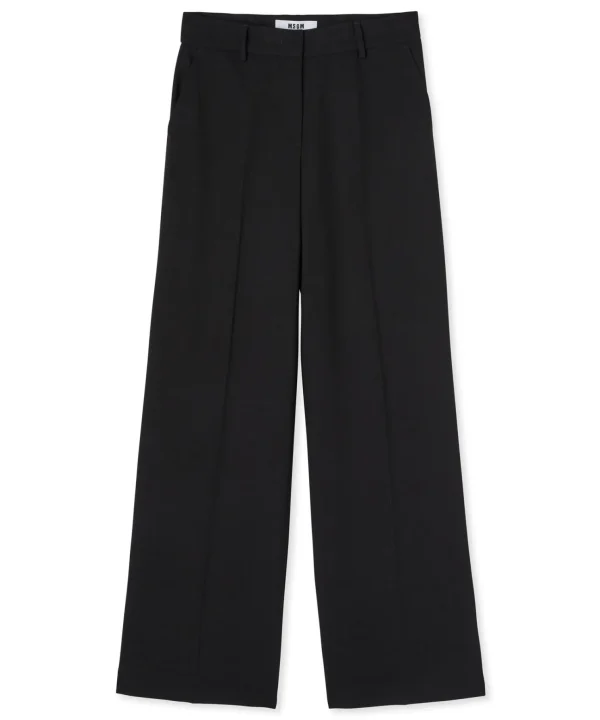 MSGM Pantaloni Tailoring A Gamba Dritta In Viscosa Grezza Black Clearance