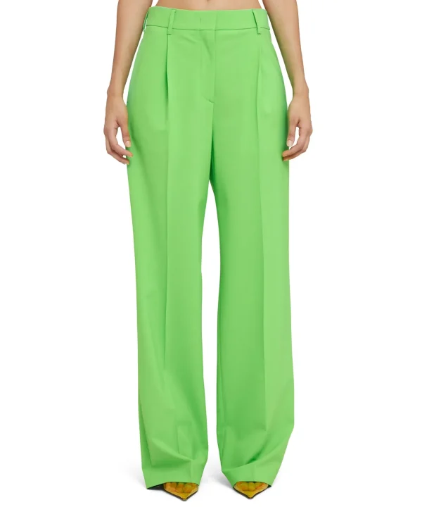 MSGM Pantaloni Tailoring A Gamba Dritta In Fresco Lana Green Clearance