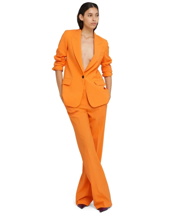 MSGM Pantaloni Tailoring A Gamba Dritta In Fresco Lana Orange Fashion