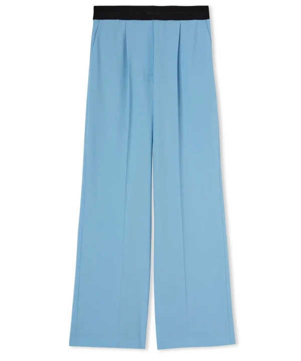 MSGM Pantaloni Tailoring A Gamba Dritta In Fresco Lana Blue Best