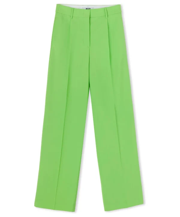 MSGM Pantaloni Tailoring A Gamba Dritta In Fresco Lana Green Clearance