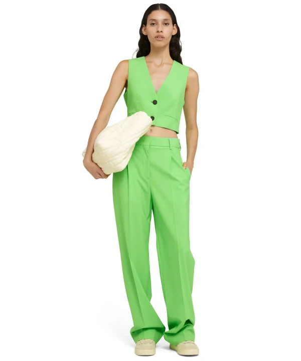 MSGM Pantaloni Tailoring A Gamba Dritta In Fresco Lana Green Clearance