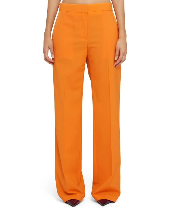 MSGM Pantaloni Tailoring A Gamba Dritta In Fresco Lana Orange Fashion