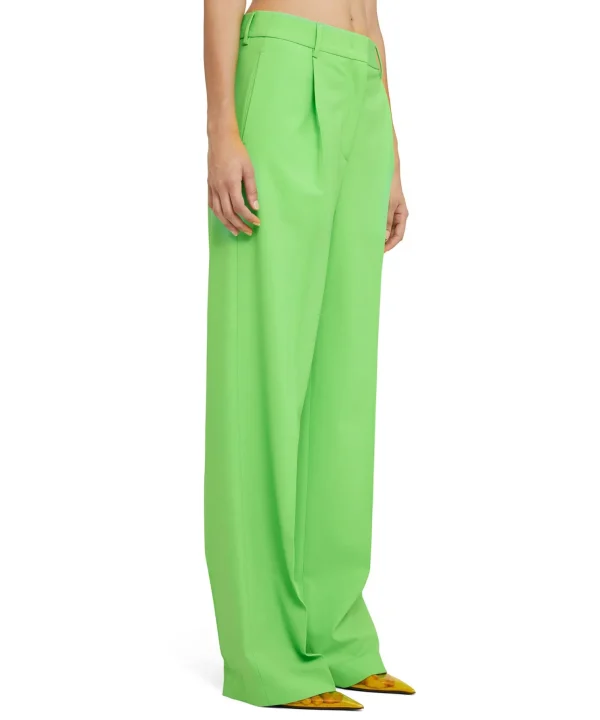 MSGM Pantaloni Tailoring A Gamba Dritta In Fresco Lana Green Clearance