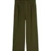 MSGM Pantaloni Tailoring Con Boxer Incorporato In Fresco Lana Military Green Fashion