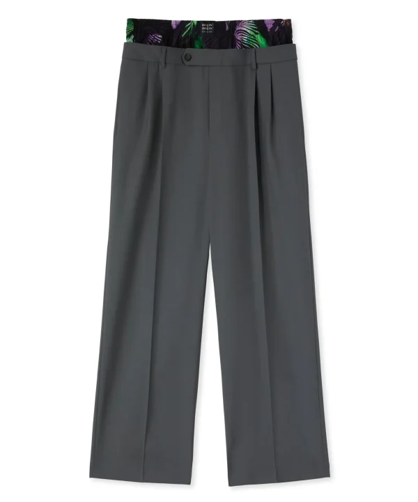 MSGM Pantaloni Tailoring Con Boxer "Hibiscus" Incorporato In Fresco Lana Dark Grey Sale