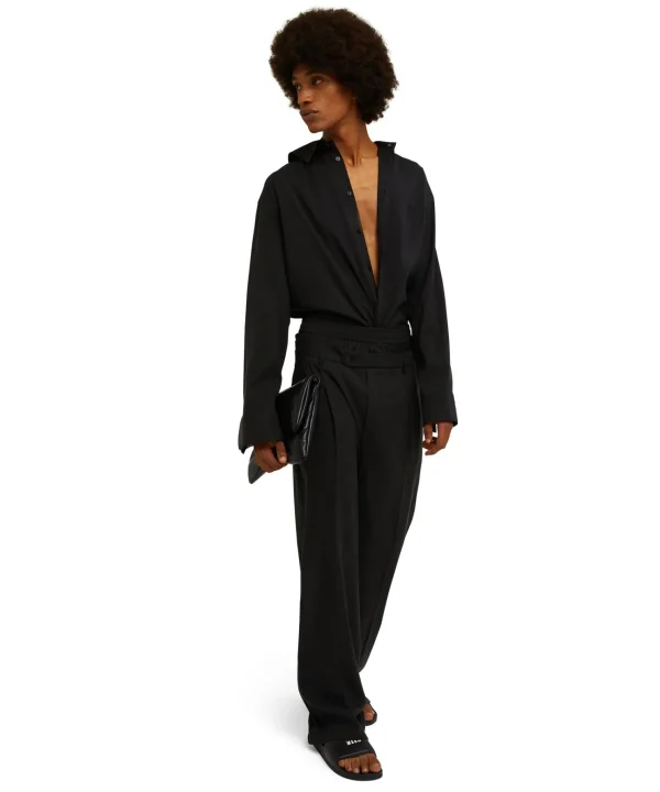 MSGM Pantaloni Tailoring Con Boxer Incorporato In Fresco Lana Black Store