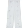 MSGM Pantaloni Tailoring Full Length In Viscosa Con Fiocchi Applicati Cream Outlet