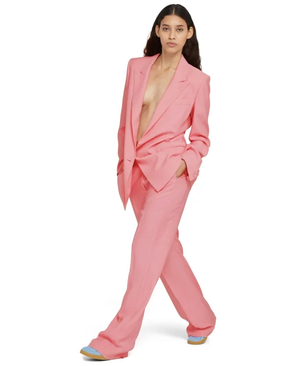 MSGM Pantaloni Tailoring Full Length In Viscosa Con Pinces Pink Cheap