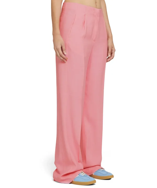 MSGM Pantaloni Tailoring Full Length In Viscosa Con Pinces Pink Cheap