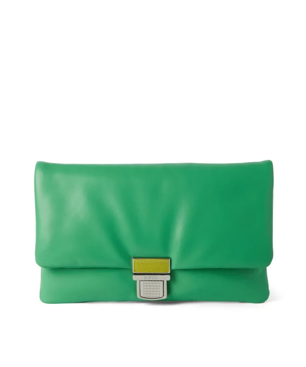 MSGM Pochette Puffer Clic Bag In Ecopelle Green Discount