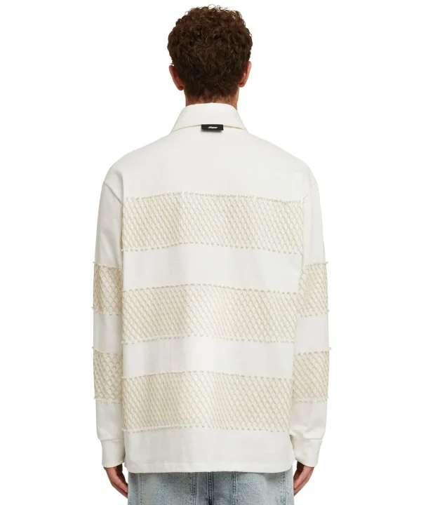 MSGM Polo In Cotone Tinta Unita Con Applicazioni In Rete Cream Outlet