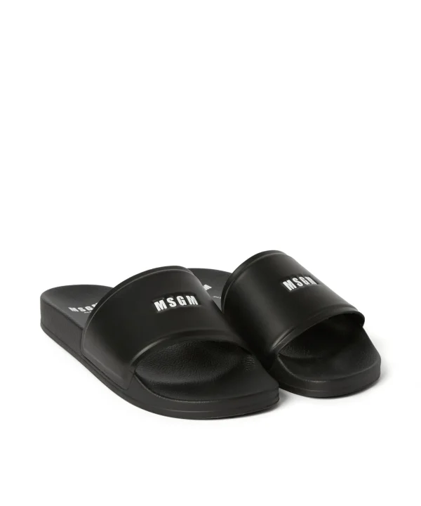 MSGM Pool Slides Con Micro Logo Black Clearance