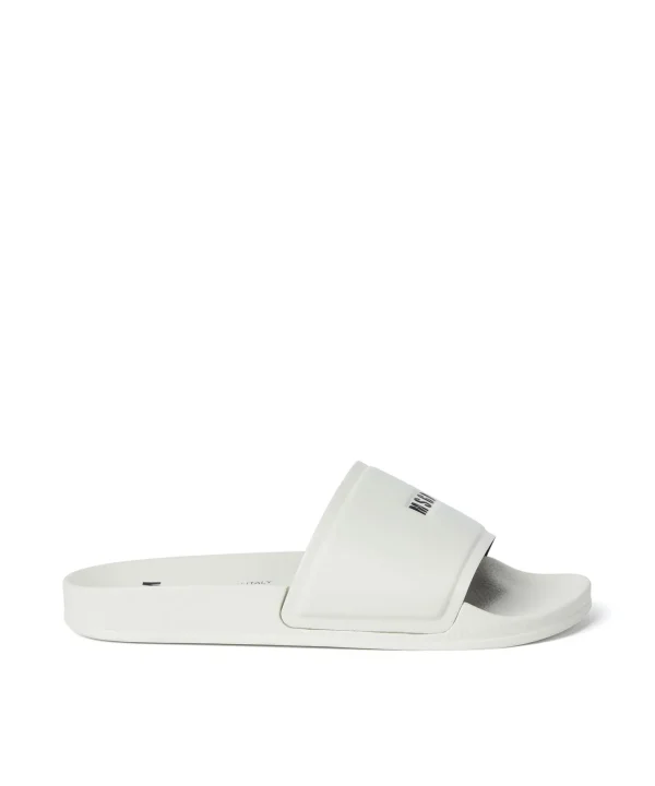 MSGM Pool Slides Con Micro Logo Cream Sale