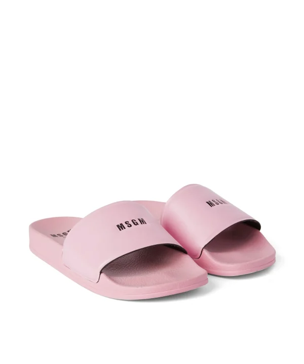 MSGM Pool Slides Con Micro Logo Pink Shop