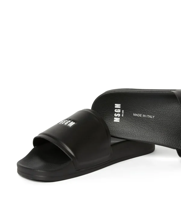 MSGM Pool Slides Con Micro Logo Black Clearance