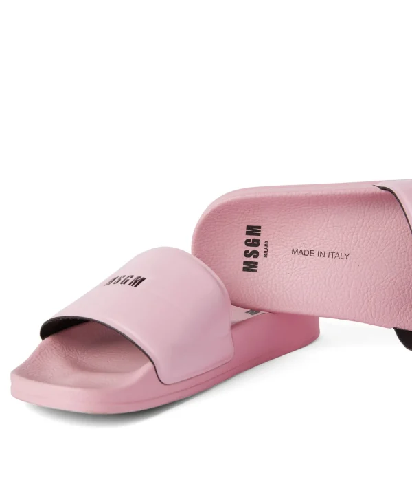 MSGM Pool Slides Con Micro Logo Pink Shop