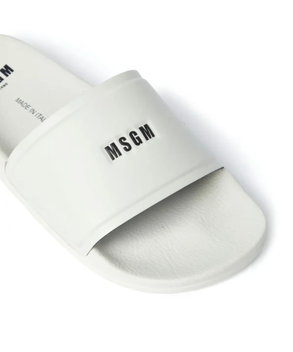 MSGM Pool Slides Con Micro Logo Cream Sale