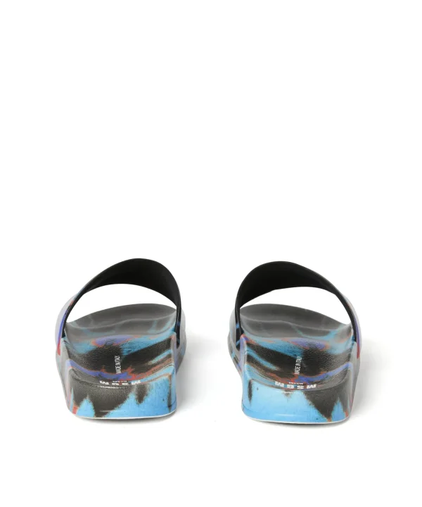 MSGM Pool Slides Tie Dye Con Micro Logo Black Best