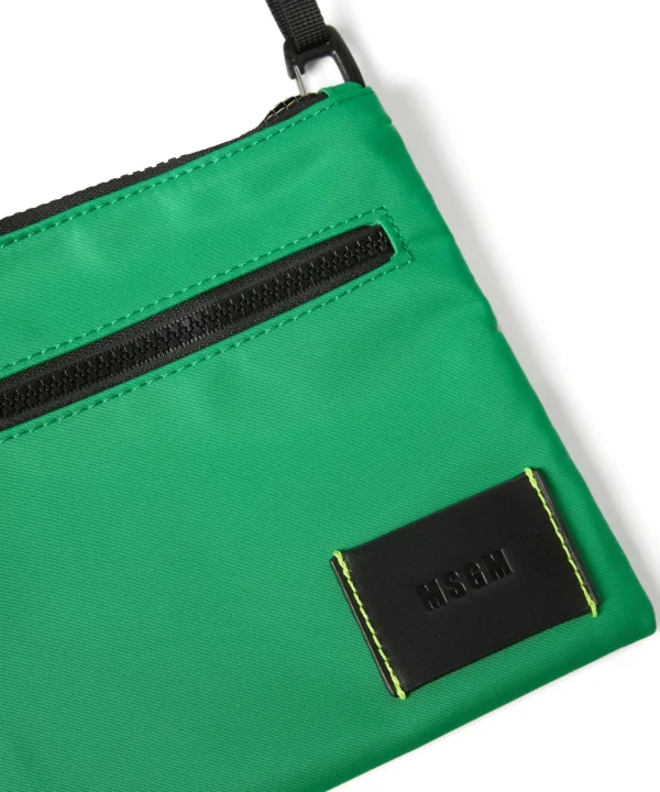 MSGM Pouch In Nylon Signature Green Flash Sale